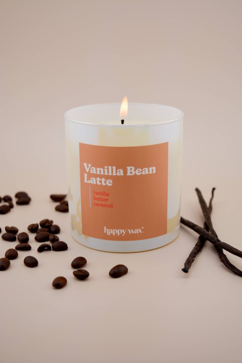 Happy Wax - Vanilla Bean Latte Single Wick Candle - Purses & Pearls