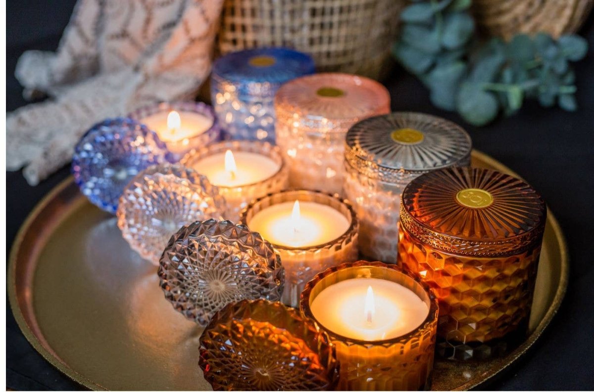 Heathered Suede 8oz Petite Shimmer Candle - Purses & Pearls