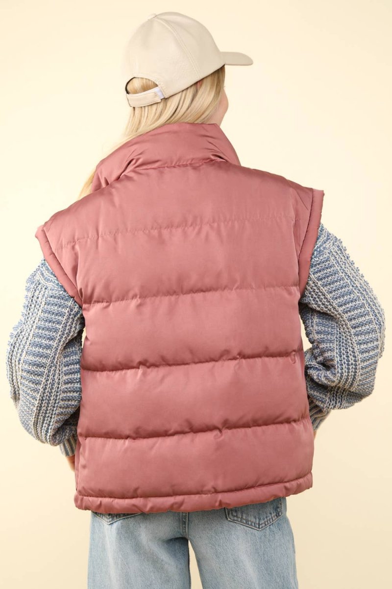 High Neck Casual Comfy Puffer Vest - Purses & Pearls