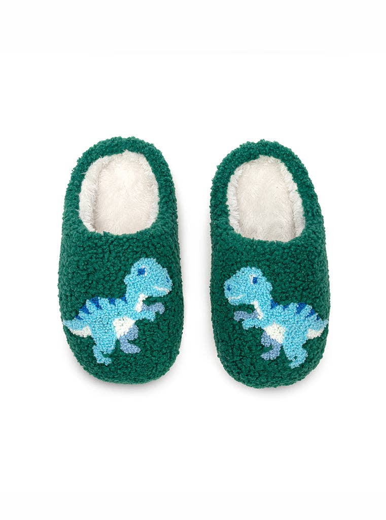 Indoor / Outdoor Slippers - Kids - Blue Dinosaurs - Green - Purses & Pearls