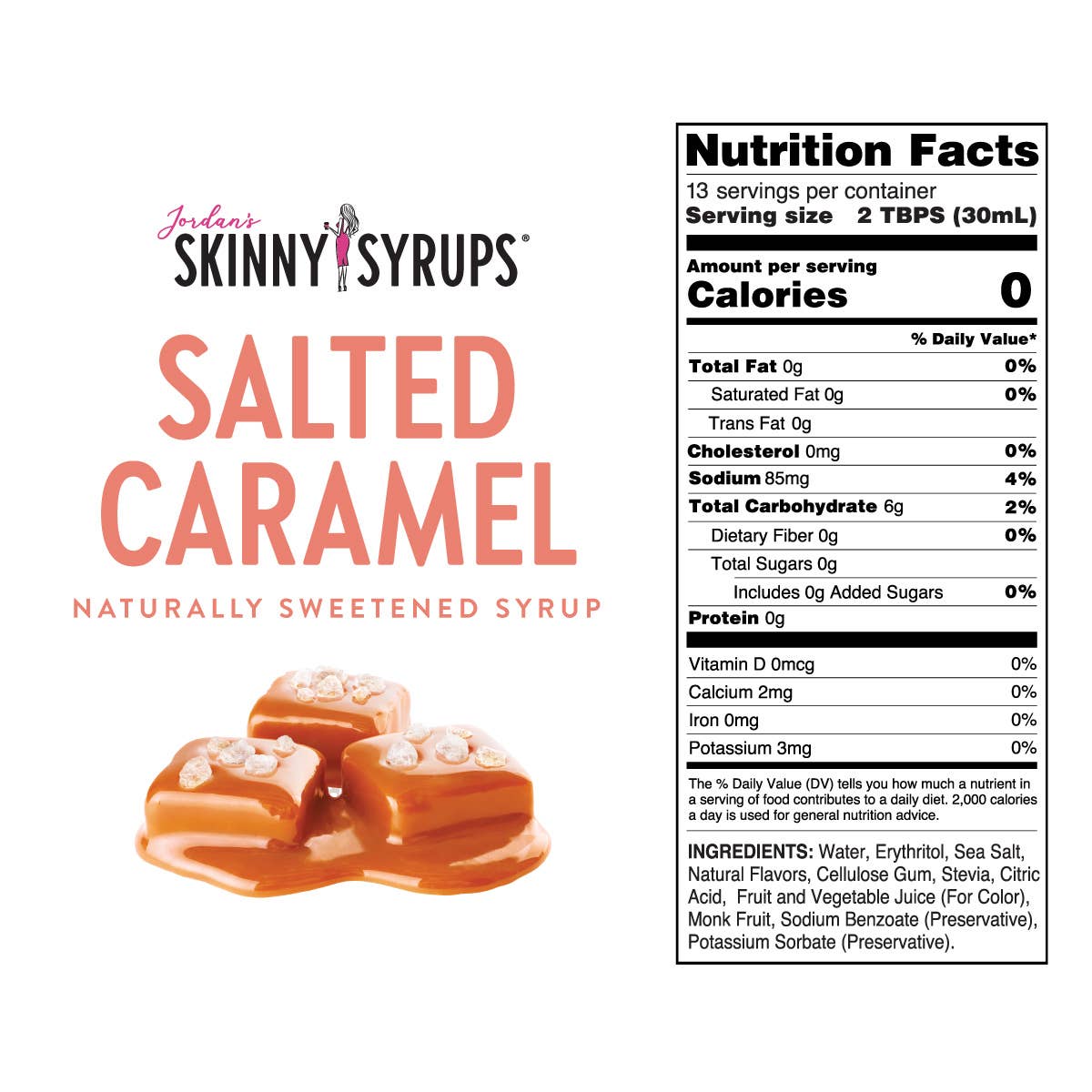 Jordan's Skinny Mixes - Naturally Sweetened Salted Caramel Syrup - 375ml - Purses & Pearls