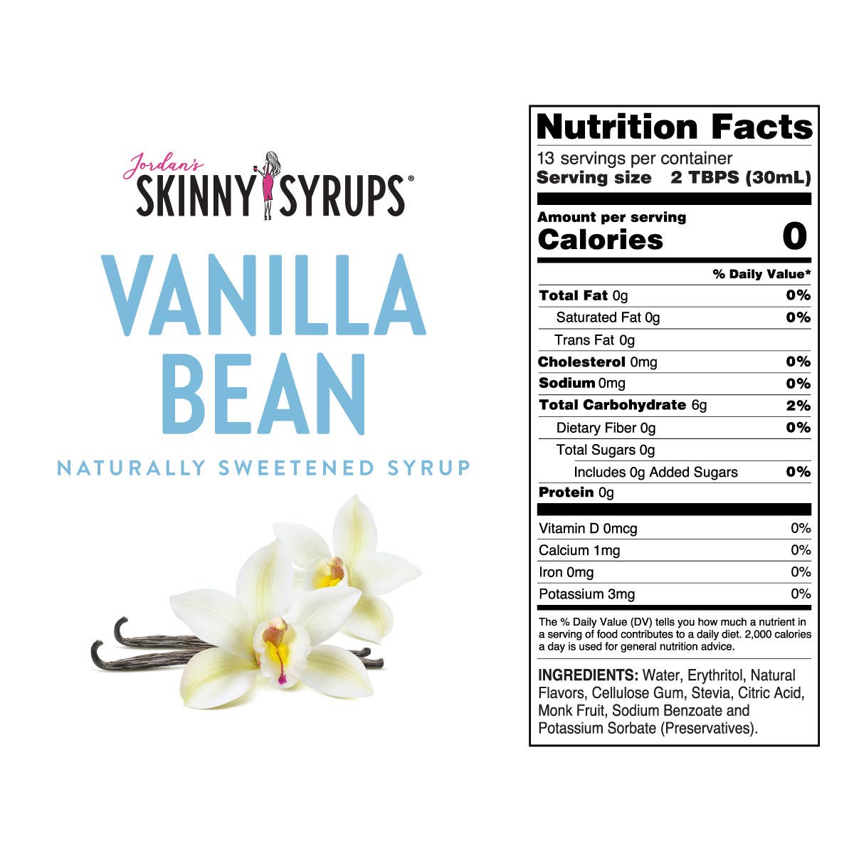 Jordan's Skinny Mixes - Naturally Sweetened Vanilla Bean Syrup - 375ml - Purses & Pearls