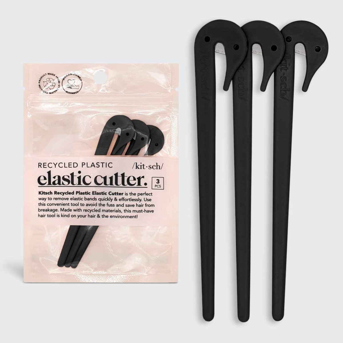 KITSCH - Eco-Friendly Elastic Cutters 3pc Set - Black - Purses & Pearls