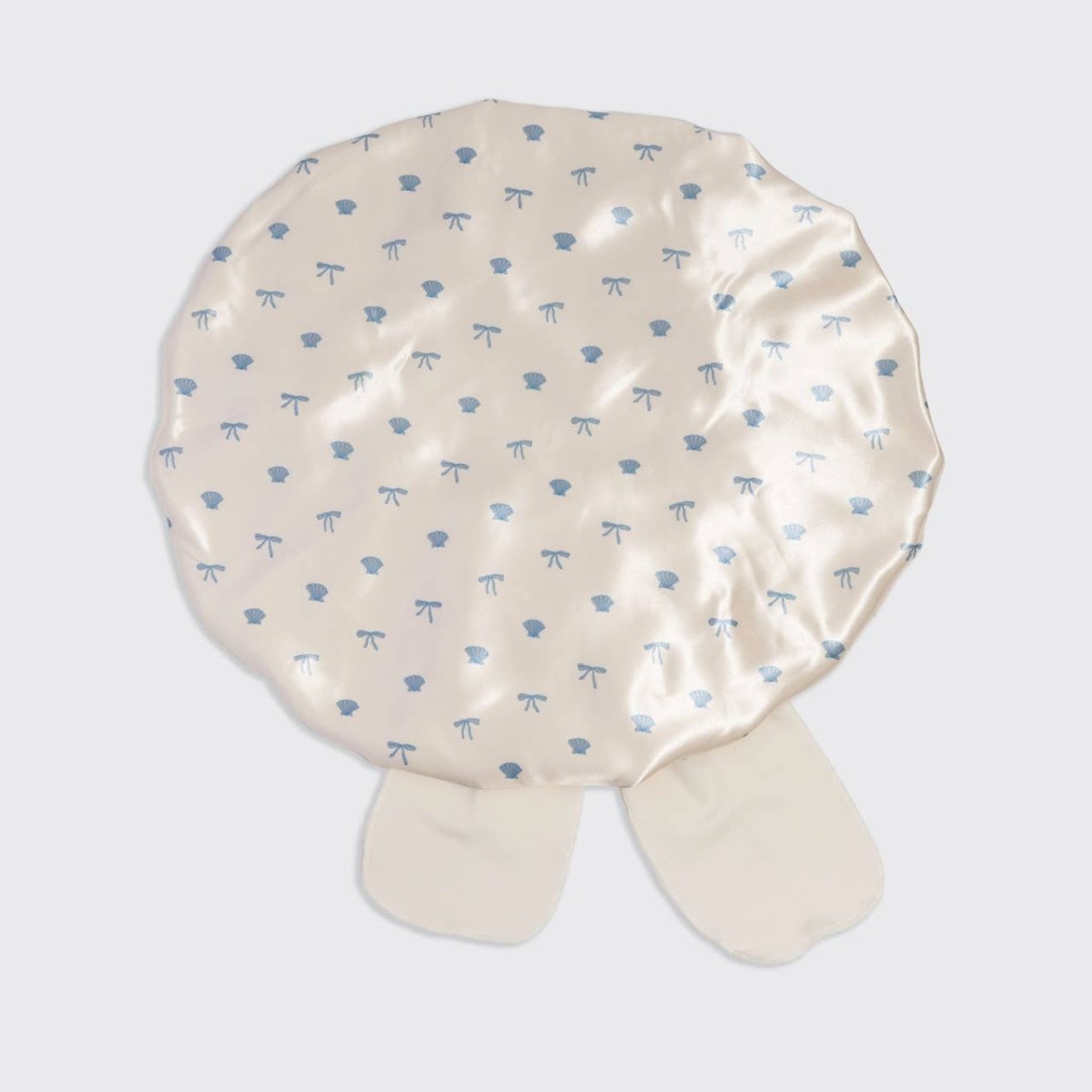 KITSCH - Oversized Satin Bonnet - Pearlized Cream & Coastal Blue Print - Purses & Pearls