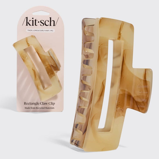 KITSCH - Recycled Plastic Jumbo Open Shape Claw Clip - Chocolate Marble - Purses & Pearls