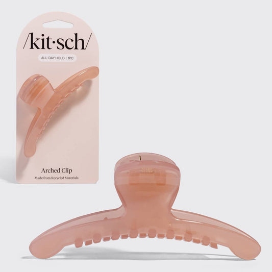 KITSCH - Recycled Plastic Large Arched Clip - Soft Pink - Purses & Pearls