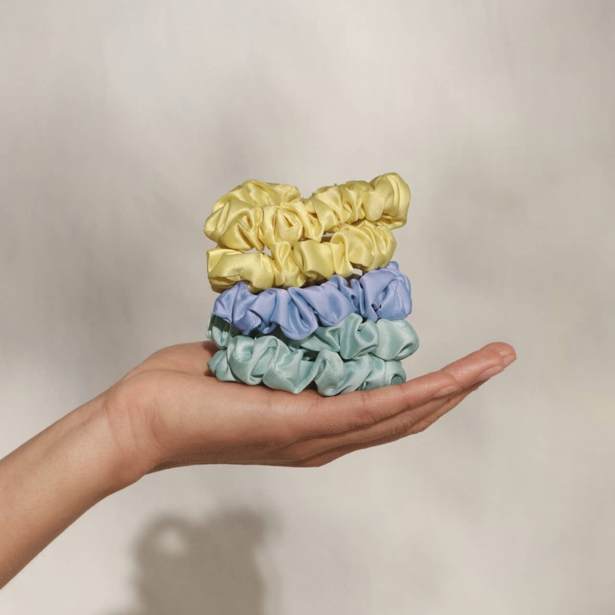 KITSCH - Ruched Satin Scrunchies 5pc Set - Multi-color - Purses & Pearls