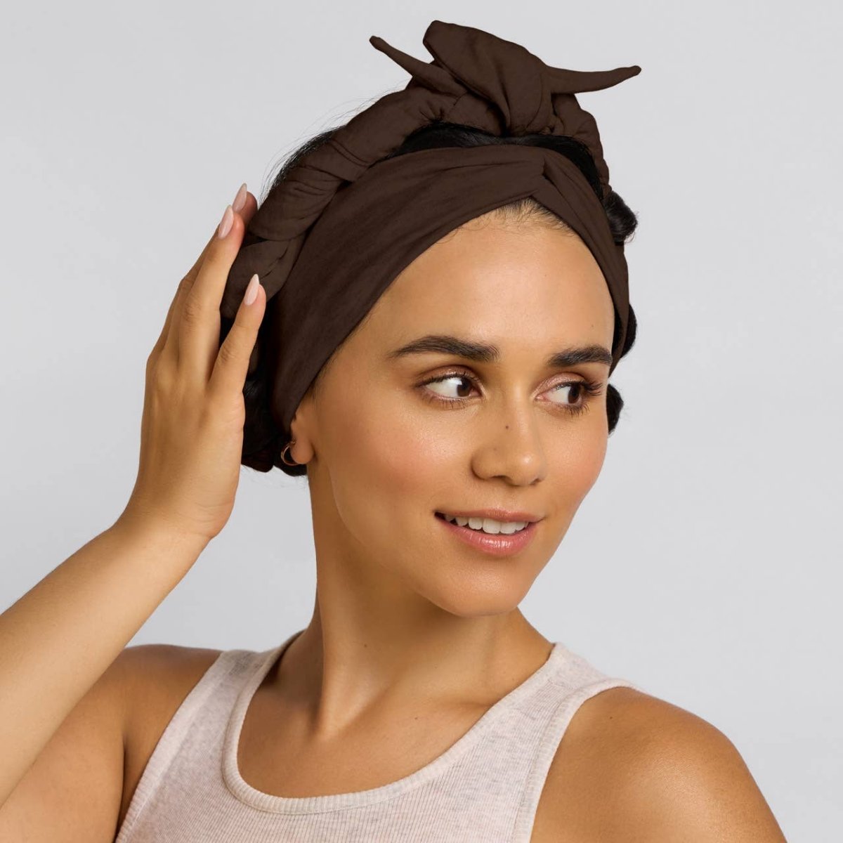 KITSCH - Set & Flow Heatless Curling Headband - Chocolate Brown - Purses & Pearls