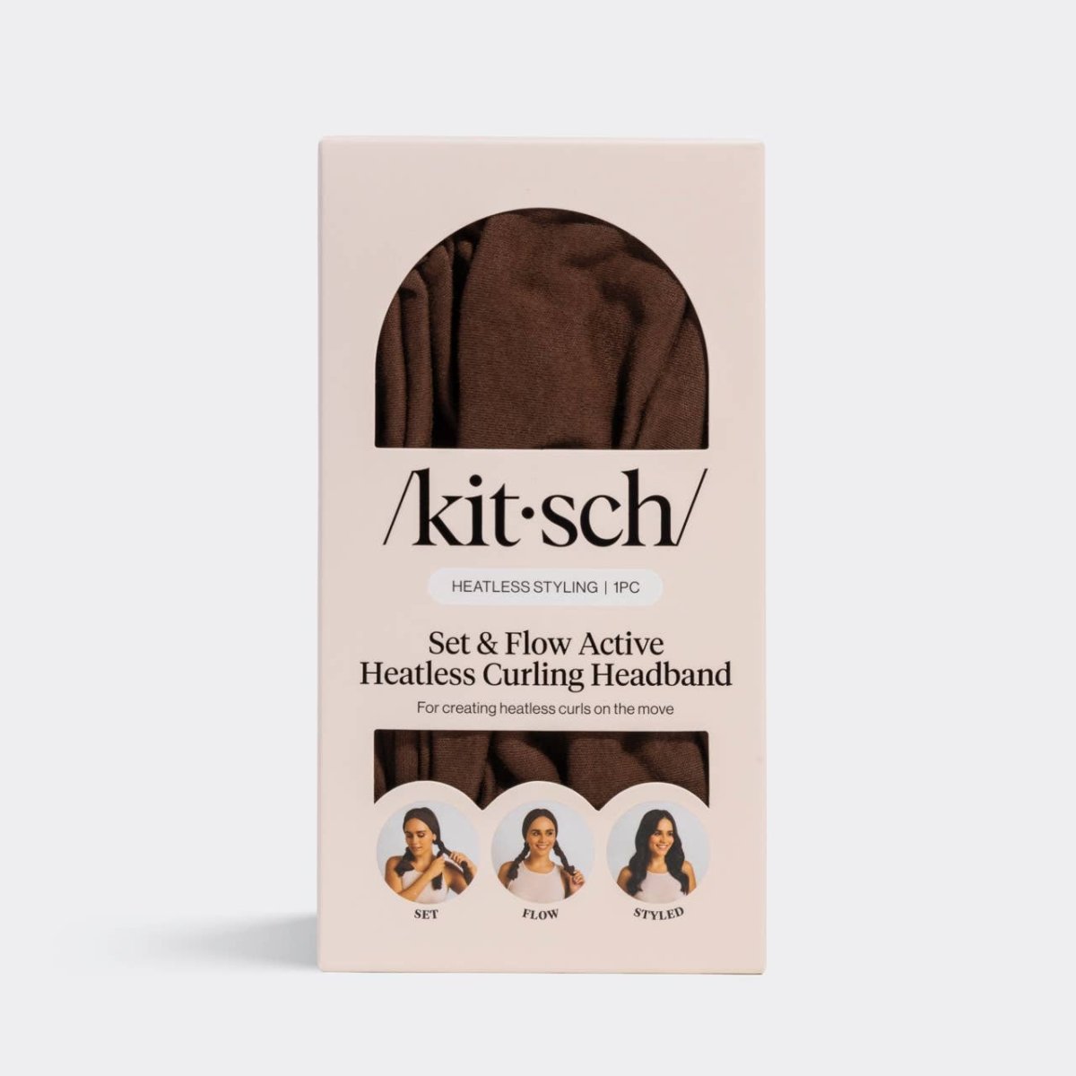 KITSCH - Set & Flow Heatless Curling Headband - Chocolate Brown - Purses & Pearls