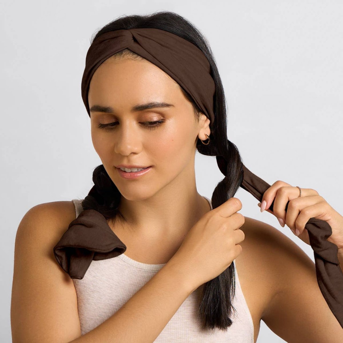 KITSCH - Set & Flow Heatless Curling Headband - Chocolate Brown - Purses & Pearls