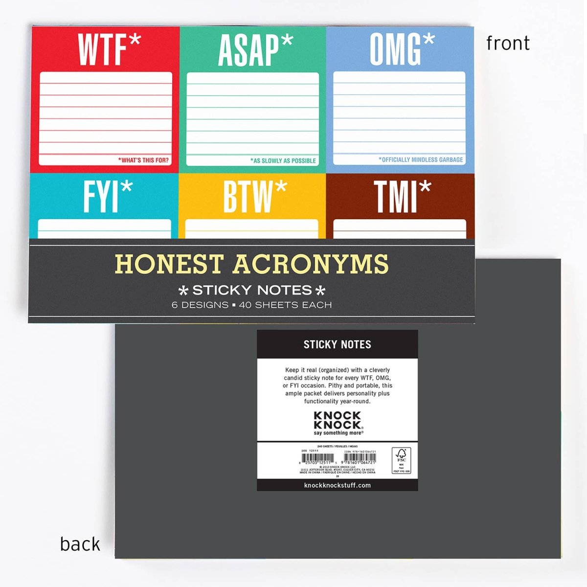 Knock Knock - Honest Acronyms Sticky Note Packet - Purses & Pearls