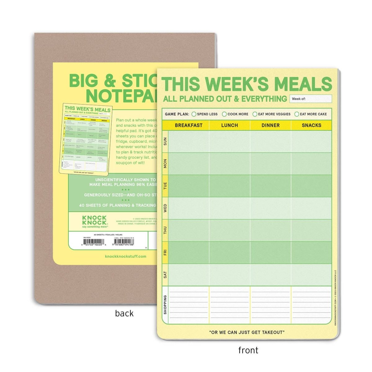 Knock Knock - This Week's Meals Big & Sticky Notepads - Purses & Pearls