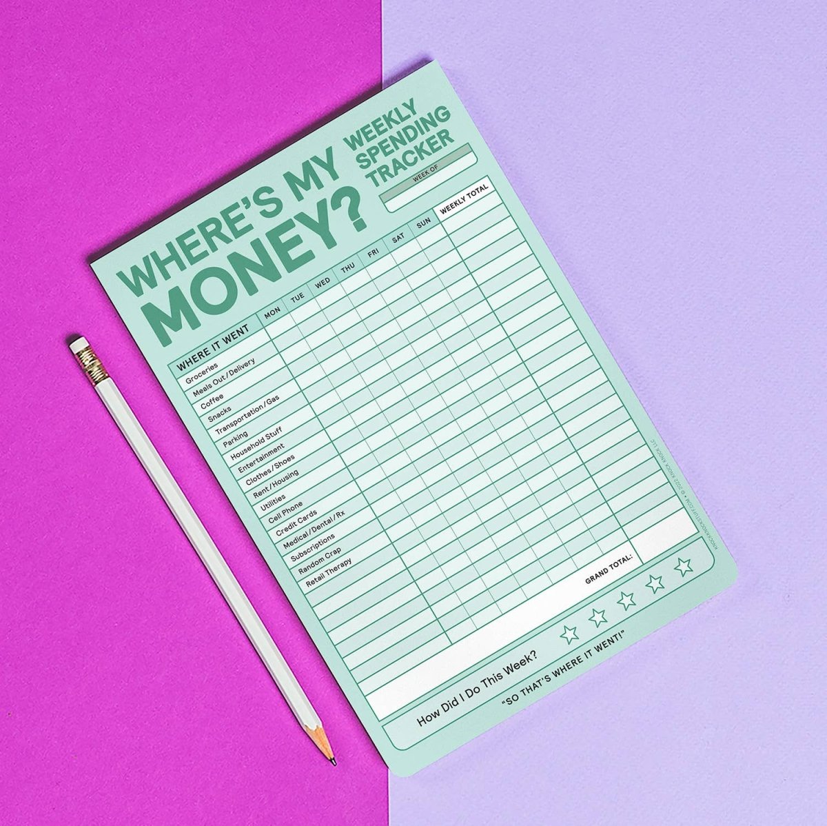 Knock Knock - Weekly Money Tracker Pad - Purses & Pearls