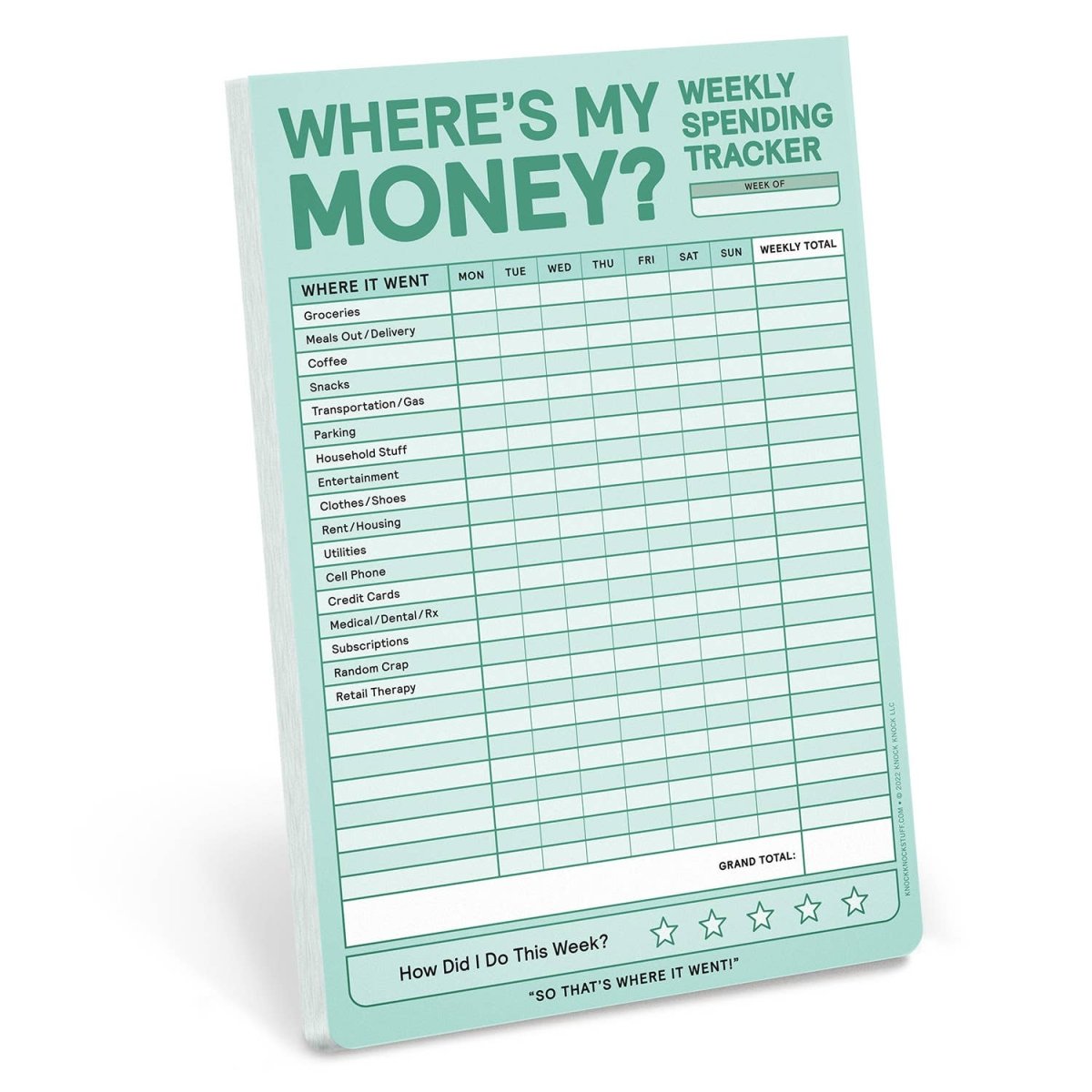 Knock Knock - Weekly Money Tracker Pad - Purses & Pearls