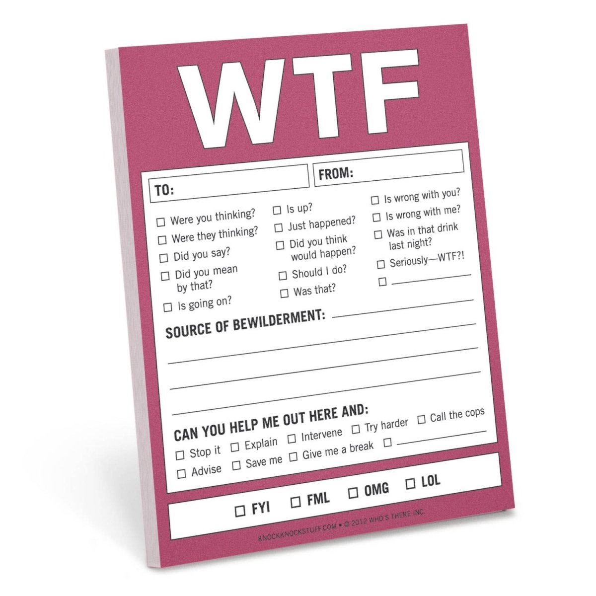 Knock Knock - WTF Nifty Note Pad (Magenta Purple) - Purses & Pearls