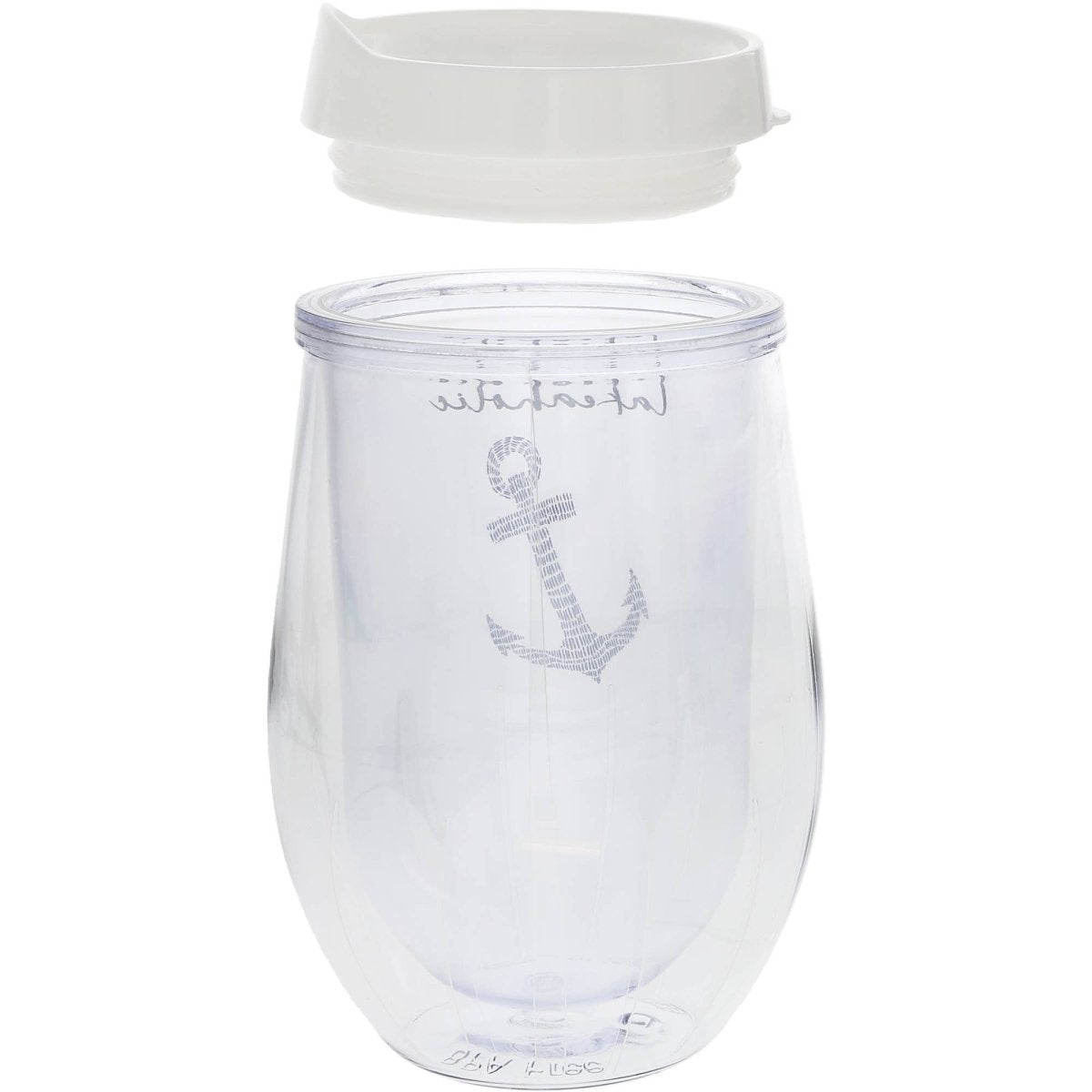 Lakeaholic - 12 oz Acrylic Stemless Wine Glass with Lid - Purses & Pearls
