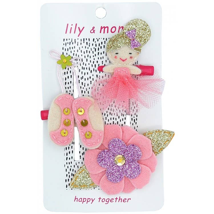 Lily and Momo - Beautiful Ballet Trio Hair Clips - Pink - Purses & Pearls