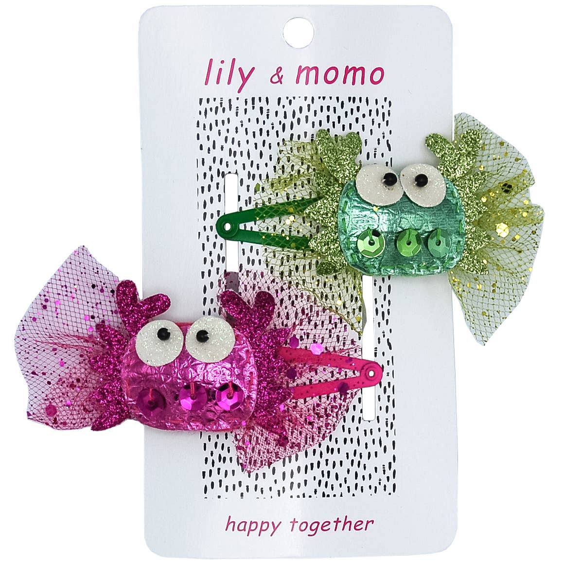 Lily and Momo - Cute Crabs Hair Clips - Pink and Green - Purses & Pearls