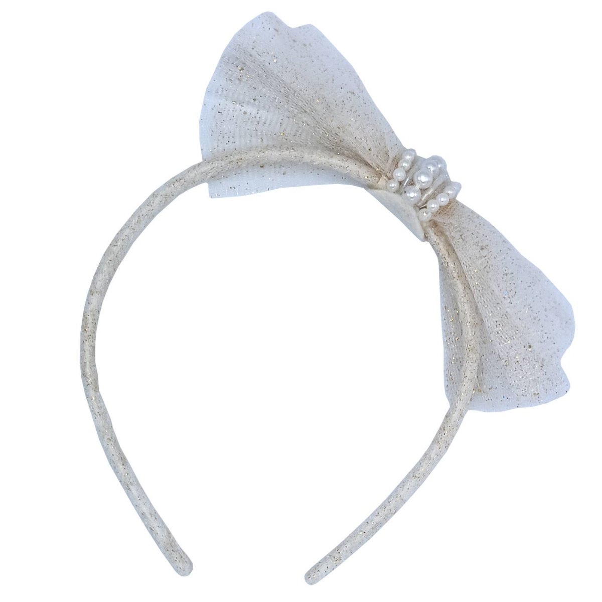 Lily and Momo - Glitter Tulle Bow Headband - Glitter Gold - Purses & Pearls