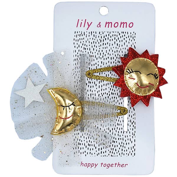 Lily and Momo - Sunny Days Hair Clips - Gold and Orange - Purses & Pearls