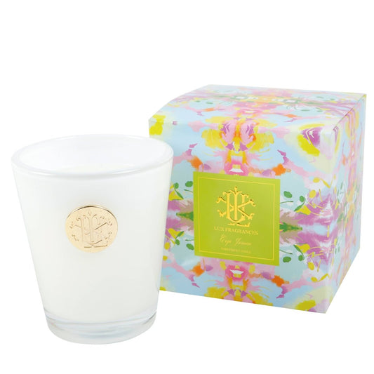 LUX FRAGRANCES - Cape Jasmine 8 oz Designer Box Candle - Purses & Pearls