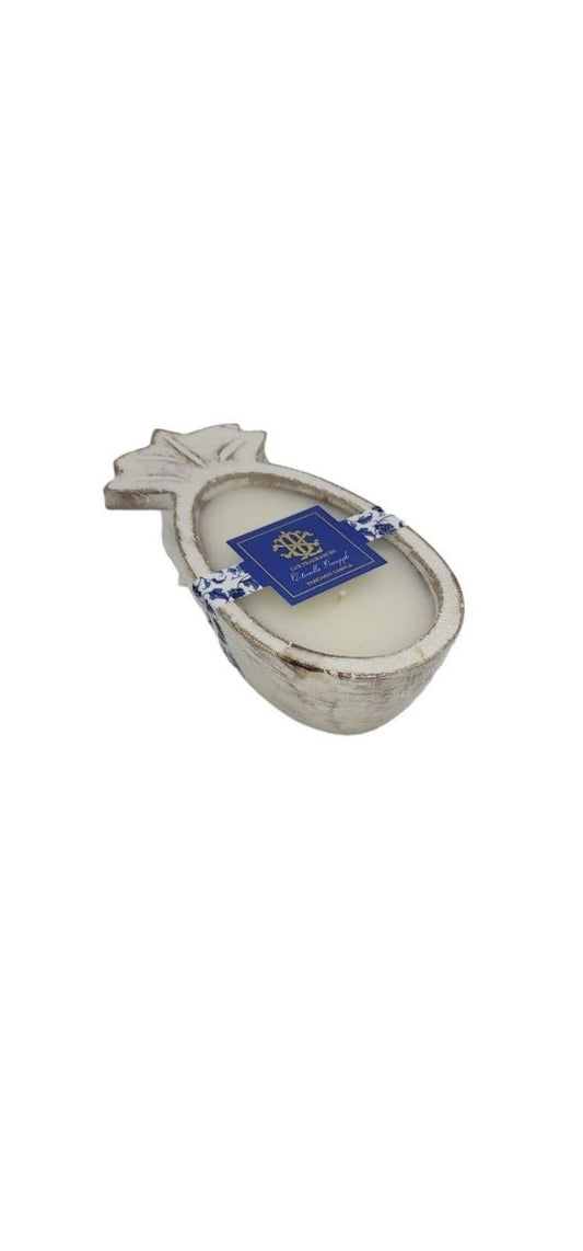LUX FRAGRANCES - CITRONELLA PINEAPPLE WHITEWASHED PINEAPPLE CANDLE - Purses & Pearls