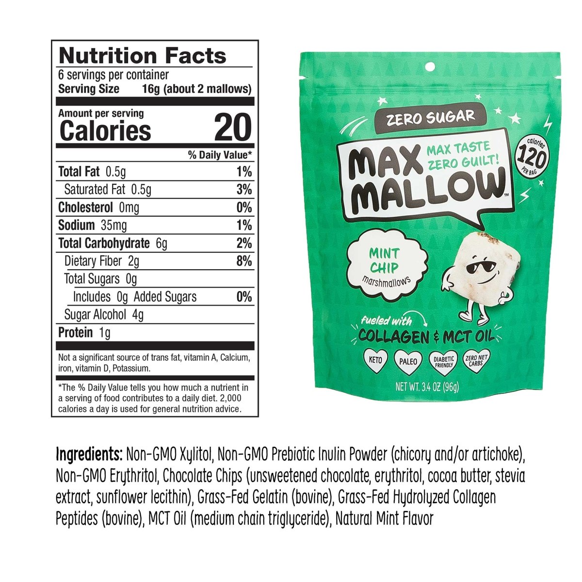 Max Sweets - Mint Chip Max Mallow - Sugar Free Marshmallow - Purses & Pearls