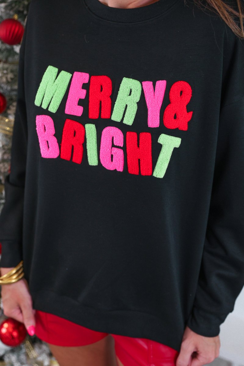 Merry and Bright Sweatshirt - Purses & Pearls