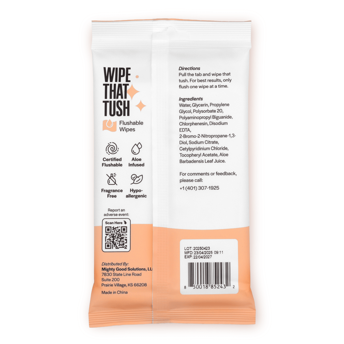 Mighty Good Solutions Wipe that Tush Flushable Wipes, 16 CT - Purses & Pearls
