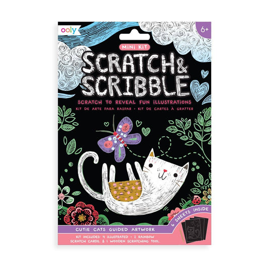 Mini Scratch & Scribble Art Kit: Cutie Cats - Purses & Pearls