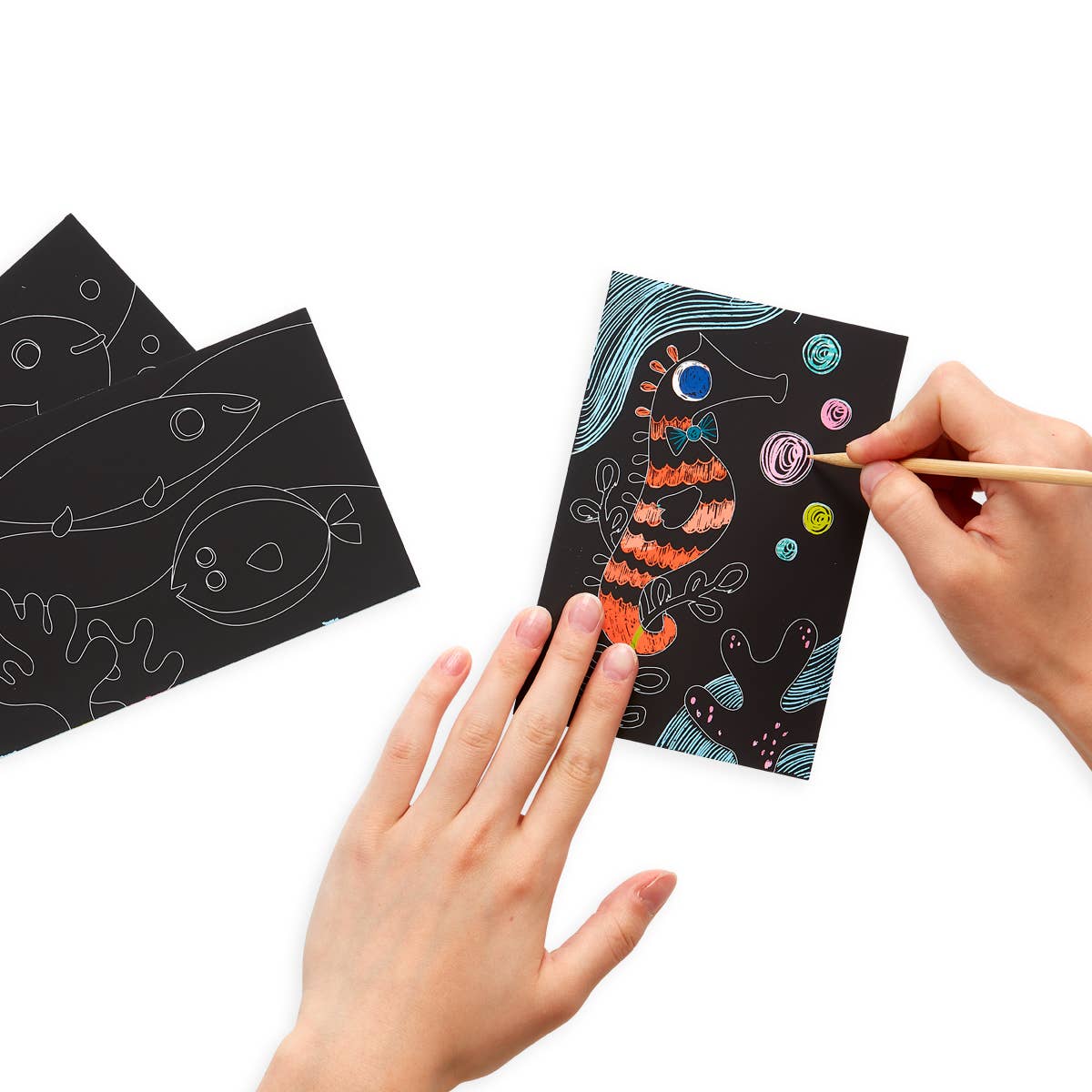 Mini Scratch & Scribble Art Kit: Friendly Fish - Purses & Pearls