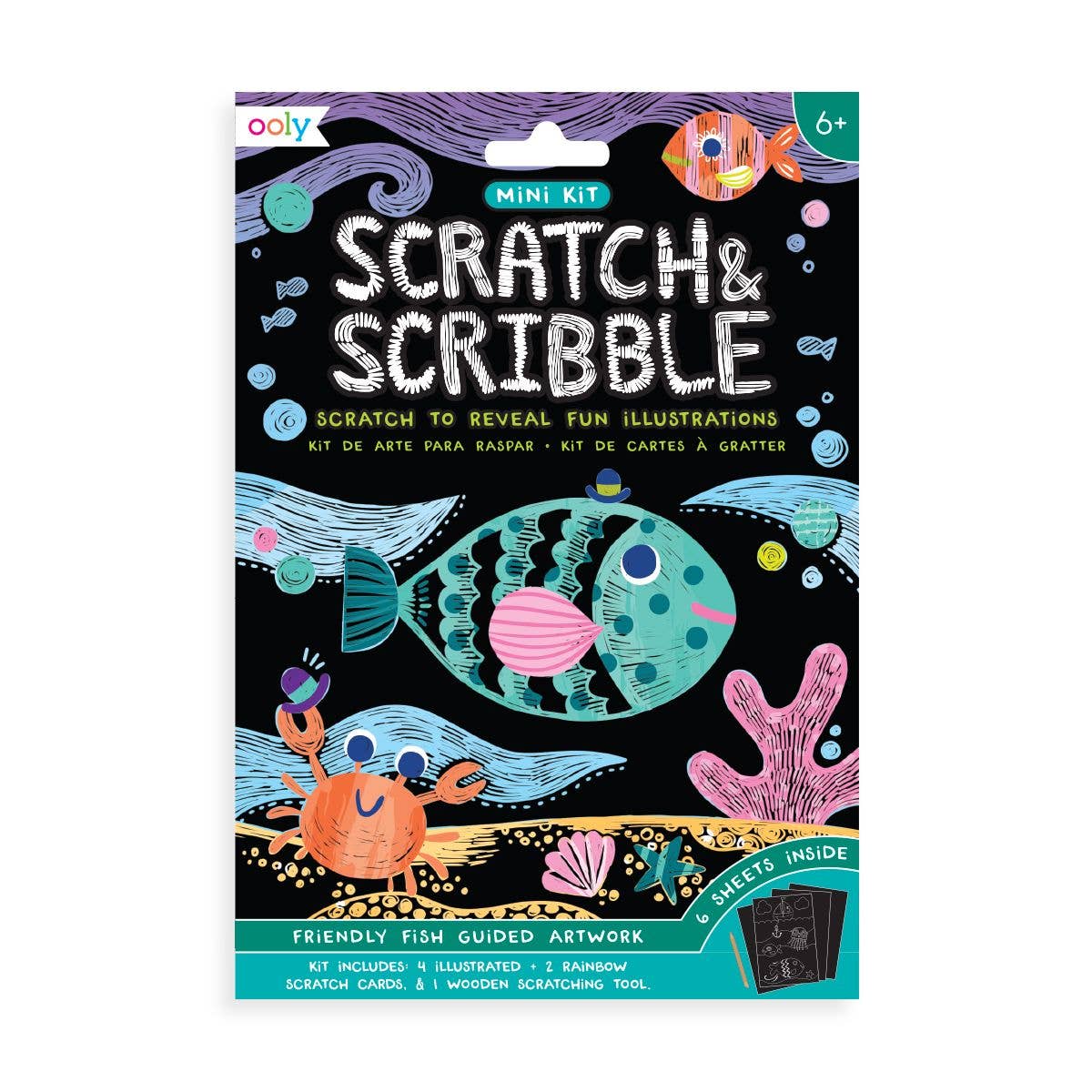 Mini Scratch & Scribble Art Kit: Friendly Fish - Purses & Pearls