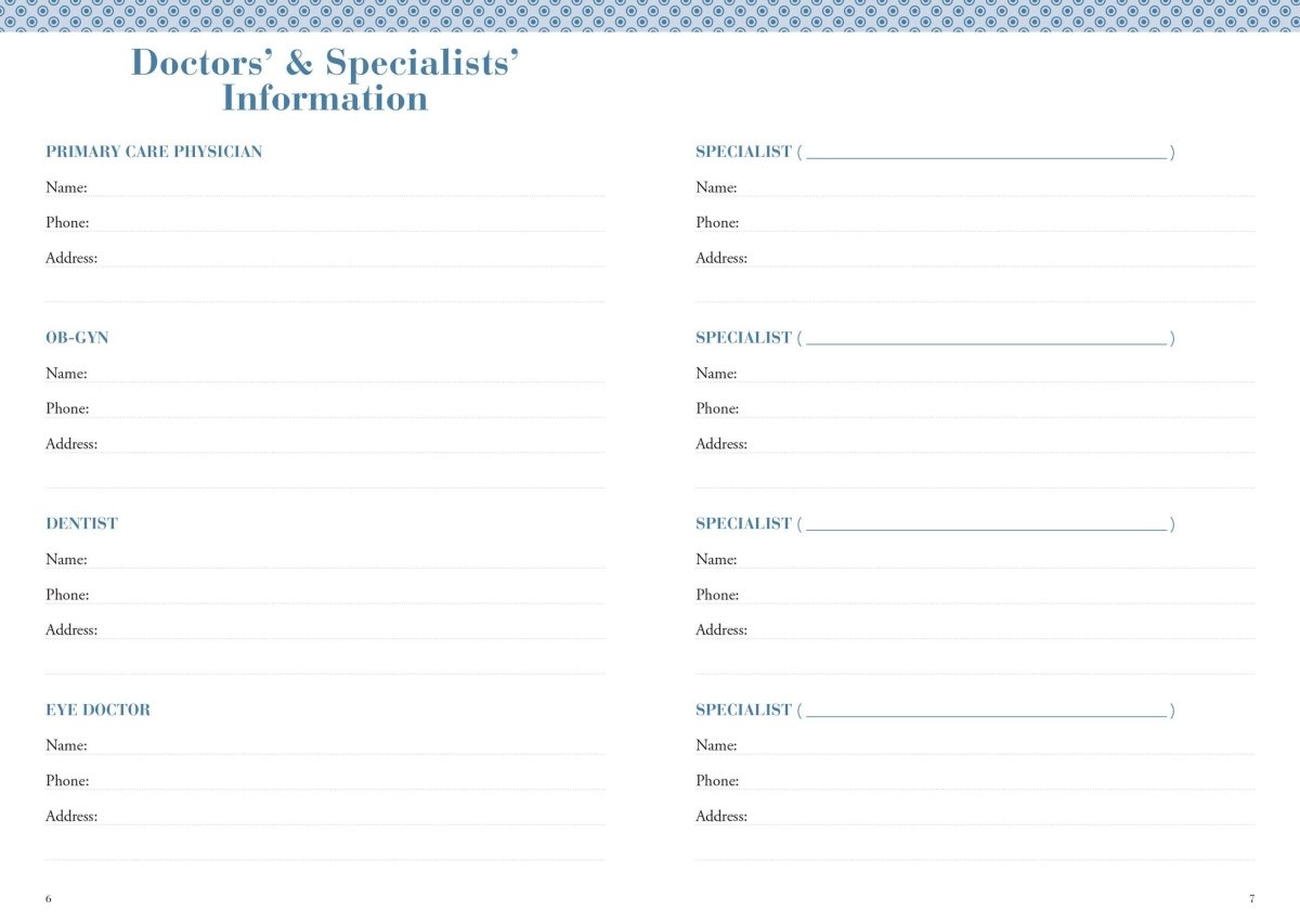 My Personal Health Record Keeper - Purses & Pearls