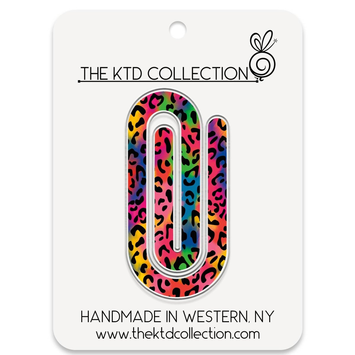 Neon Leopard Print Jumbo Acrylic Paper Clip - Purses & Pearls