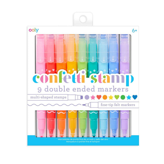 OOLY - Confetti Stamp Double - Ended Markers - Set of 9 - Purses & Pearls