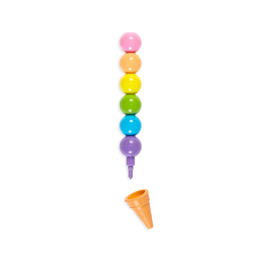 OOLY - Rainbow Scoops Vanilla Scented Stacking Erasable Crayons - Purses & Pearls