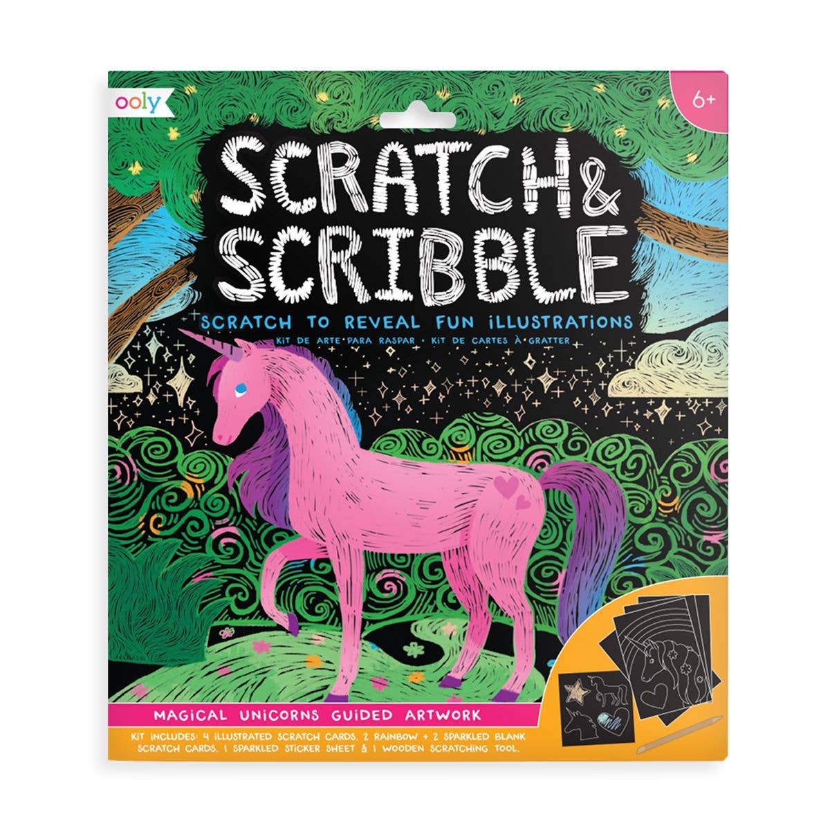 OOLY - Scratch & Scribble - Magical Unicorns DIY Craft Kit for Kids - Purses & Pearls