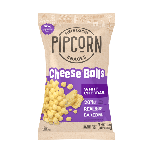 Pipcorn - White Cheddar Cheese Balls, 4.5oz - Purses & Pearls