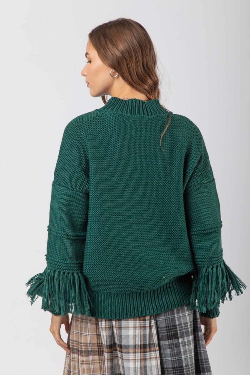 PLUS SIZE Fringe Sleeve Chunky Cozy Knit Sweater - Purses & Pearls