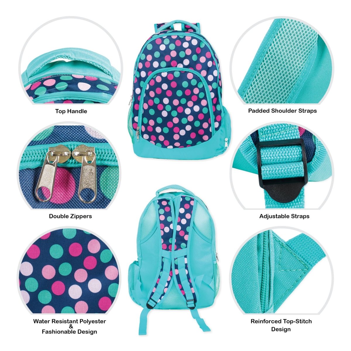 Polka Dot Pattern Backpack & Lunchbag Set - Purses & Pearls