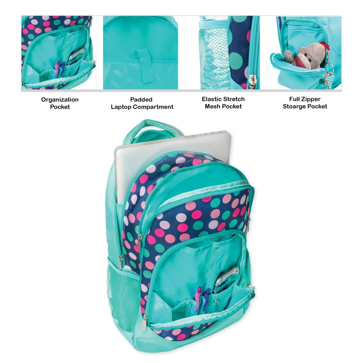 Polka Dot Pattern Backpack & Lunchbag Set - Purses & Pearls