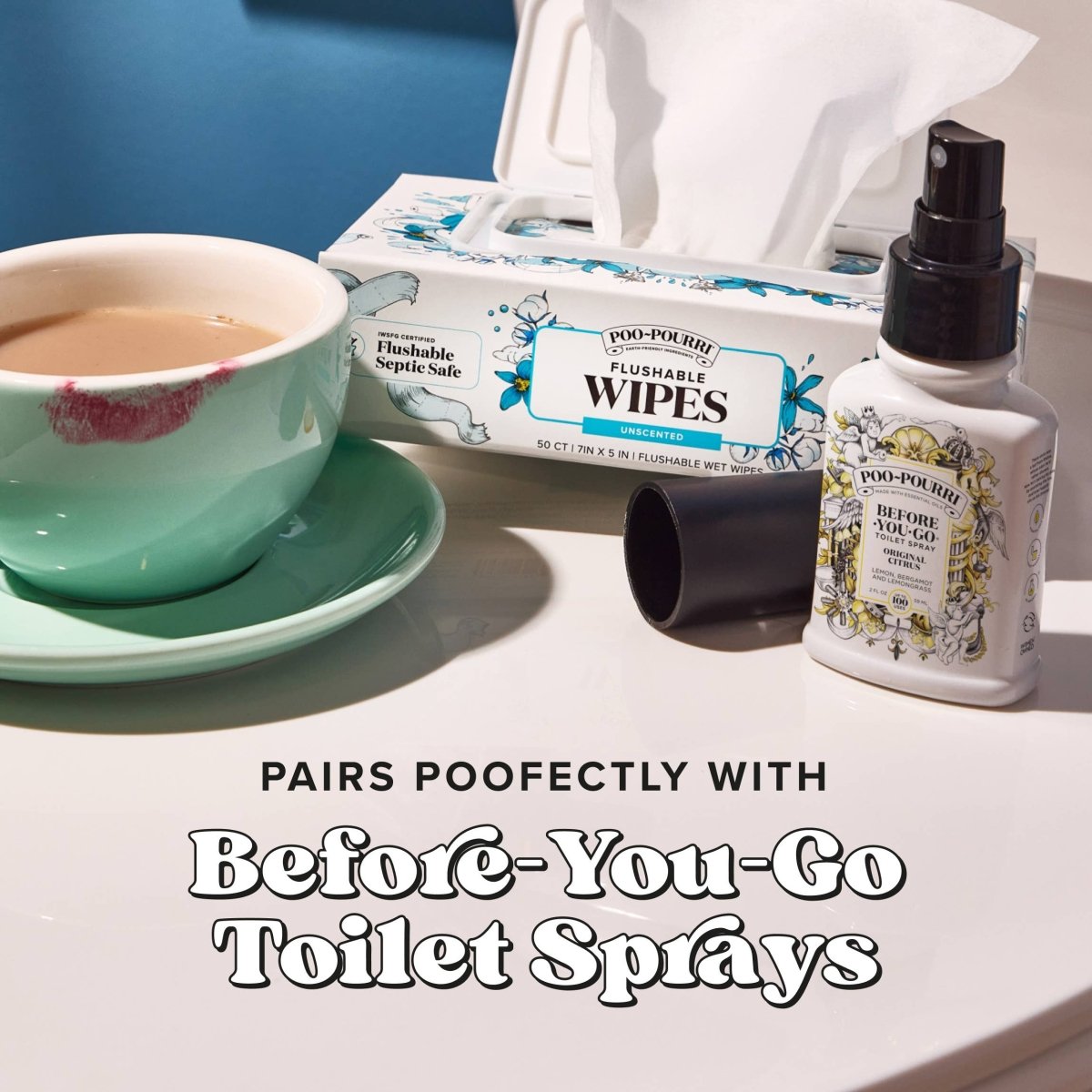 ~Pourri - Unscented Poo~Pourri Flushable Wipes 3-Pack (150 wipes) - Purses & Pearls
