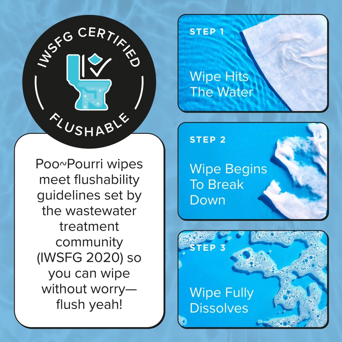 ~Pourri - Unscented Poo~Pourri Flushable Wipes 3-Pack (150 wipes) - Purses & Pearls