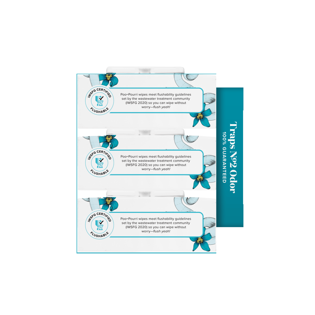 ~Pourri - Unscented Poo~Pourri Flushable Wipes 3-Pack (150 wipes) - Purses & Pearls