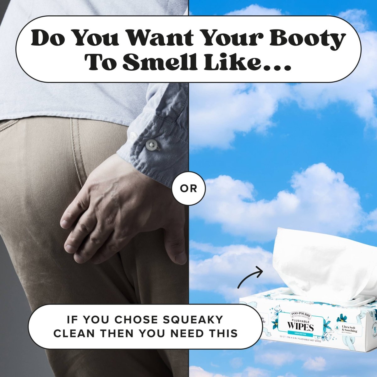 ~Pourri - Unscented Poo~Pourri Flushable Wipes 3-Pack (150 wipes) - Purses & Pearls