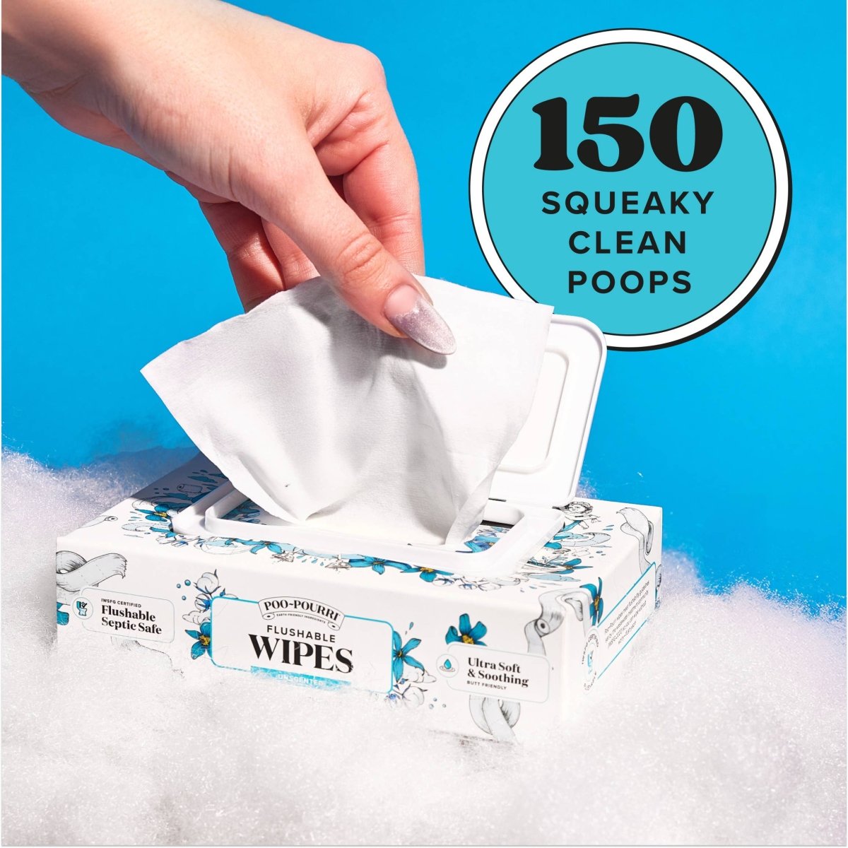 ~Pourri - Unscented Poo~Pourri Flushable Wipes 3-Pack (150 wipes) - Purses & Pearls