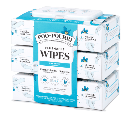 ~Pourri - Unscented Poo~Pourri Flushable Wipes 3-Pack (150 wipes) - Purses & Pearls
