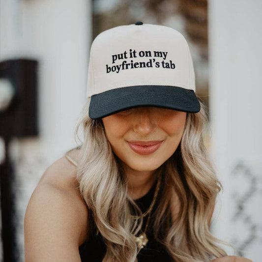 Put It On My Boyfriend's Tab Two - Toned Vintage Hat - Purses & Pearls