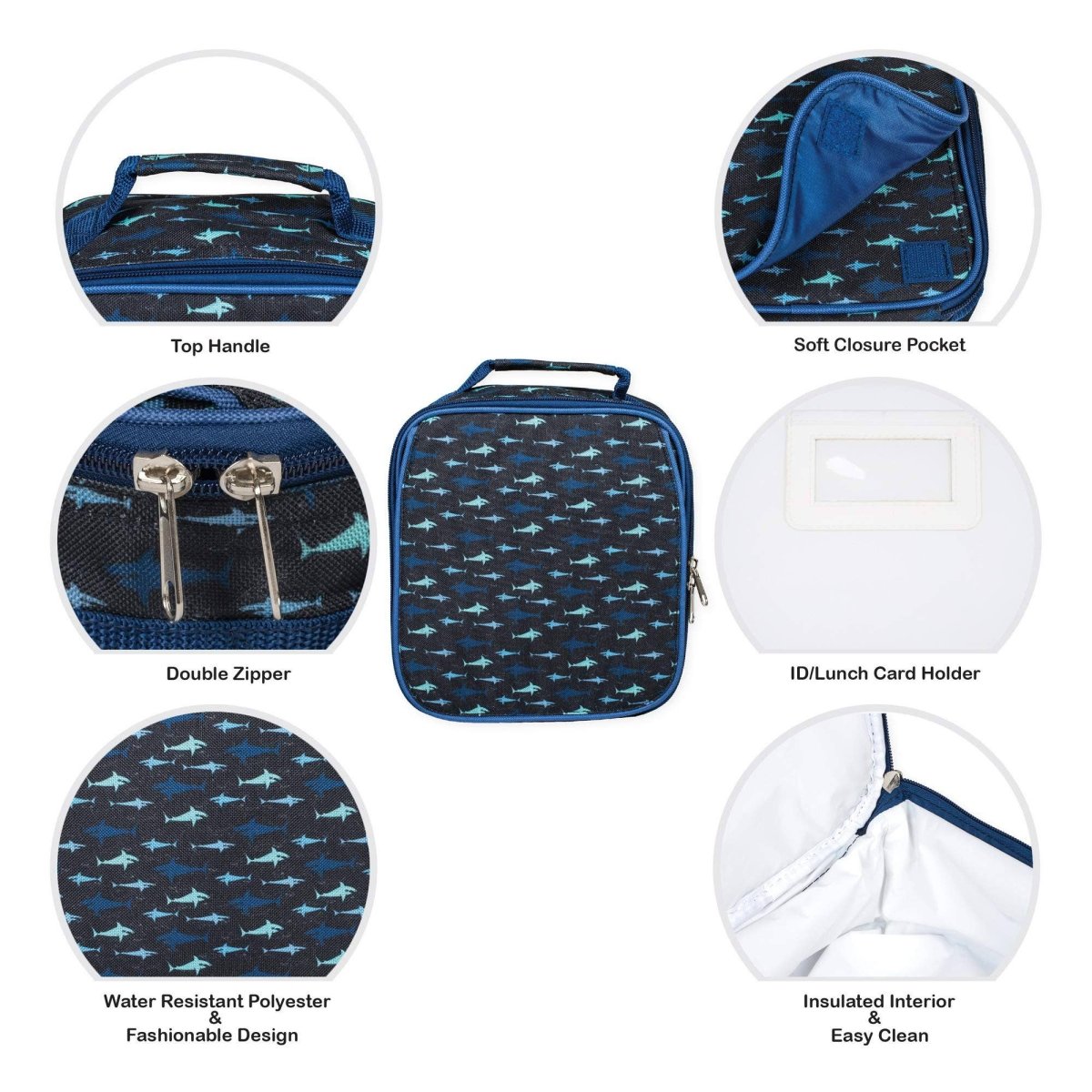 Shark Pattern Backpack & Lunchbag Set - Purses & Pearls