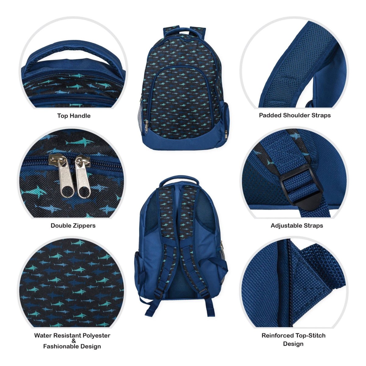 Shark Pattern Backpack & Lunchbag Set - Purses & Pearls